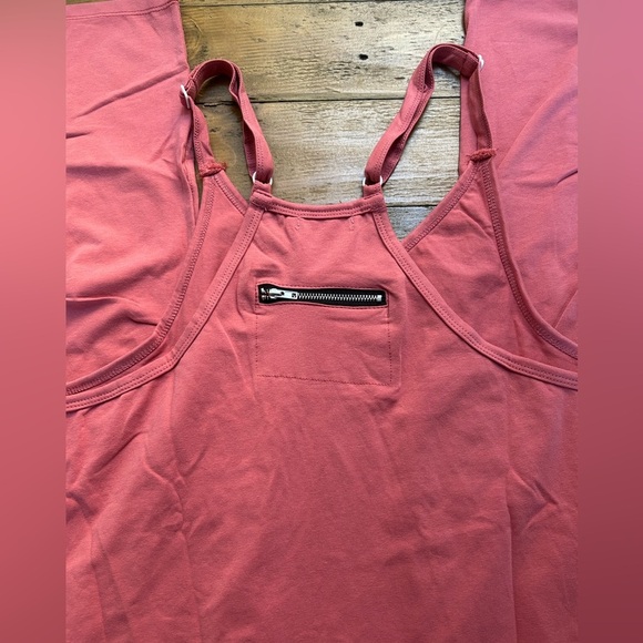 Loose Jumpsuit Spaghetti Strap Casual Long Pants with Pockets Mauve | Size S - Picture 5 of 6